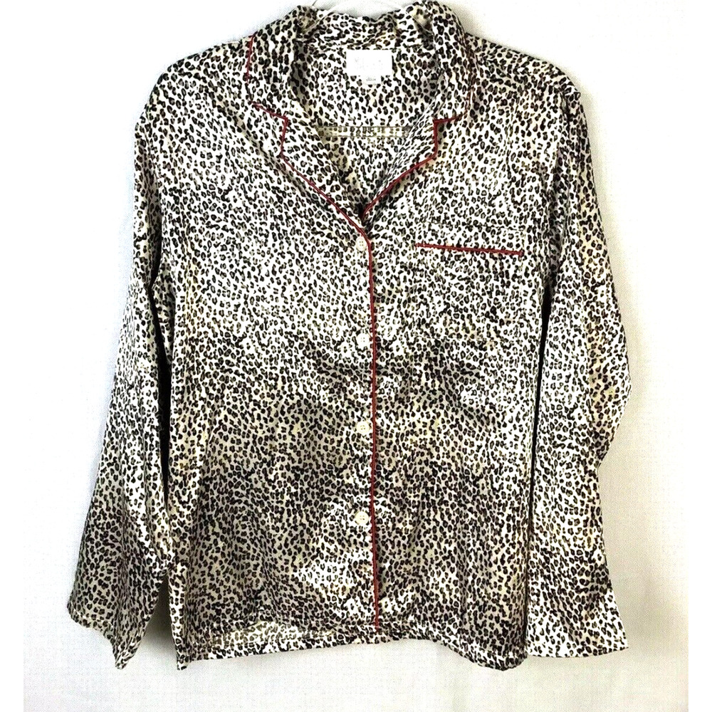 Character Animal Print Pajama Top Women's Medium Black Red Sexy Sleepwear Lounge